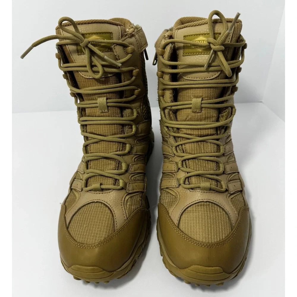 Merrell Mens Moab 2 8 Tactical Side-Zip Waterproof Coyote Boots 11.5 No Insoles
